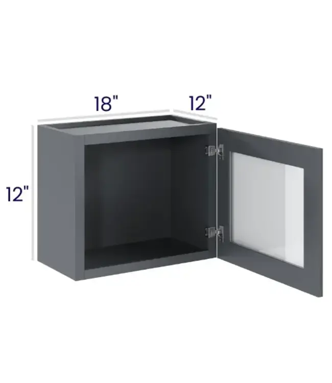 W1812GDEB | 18"W | 12" H Single Door Stacker Cabinets w/Glass