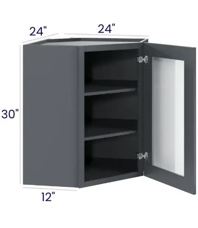 DCW2430GDEB | 24" W | 30" H Diagonal Cabinets with Glass Doors