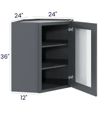 DCW2436GDEB  | 24" W | 36"H Diagonal Cabinets with Glass Doors