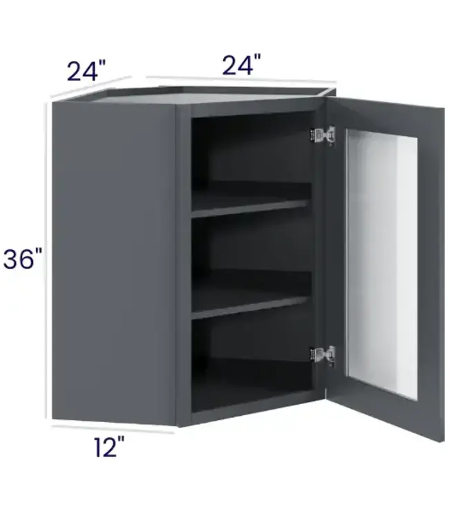 DCW2436GDEB  | 24" W | 36"H Diagonal Cabinets with Glass Doors
