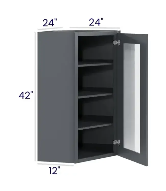 DCW2442GDEB | 24" W | 42" H Diagonal Cabinets with Glass Doors