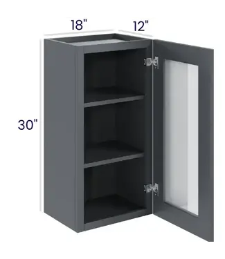 W1830GDEB | 18" W | 30" H Wall Cabinets with Glass Doors - Single Door