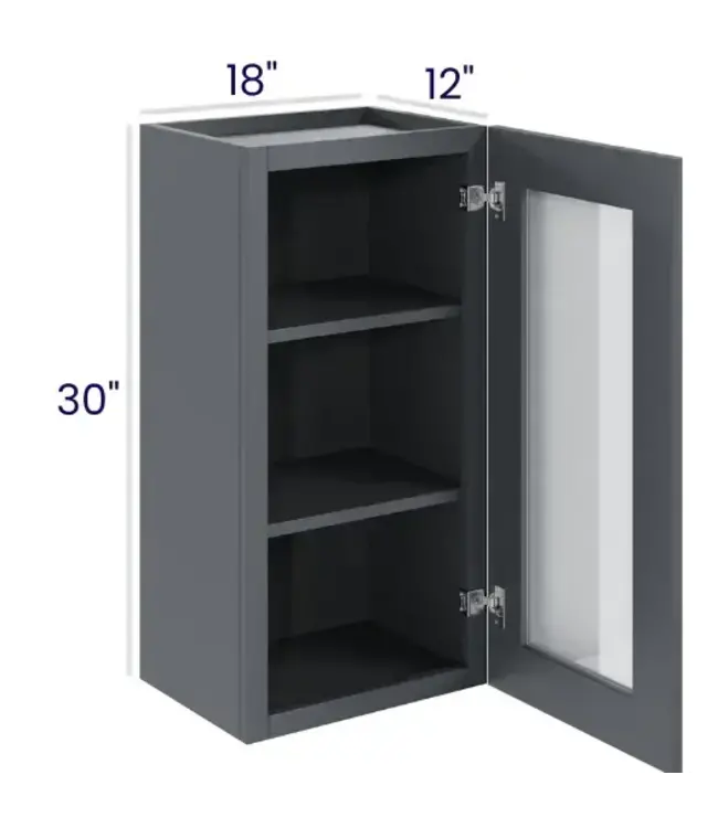 W1830GDEB | 18" W | 30" H Wall Cabinets with Glass Doors - Single Door