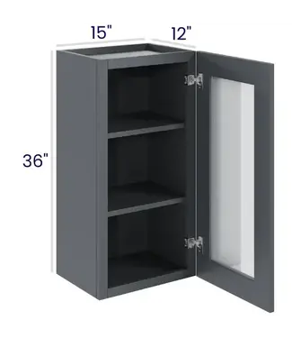 W1536GDEB | 15" W | 36" H Wall Cabinets with Glass Doors - Single Door