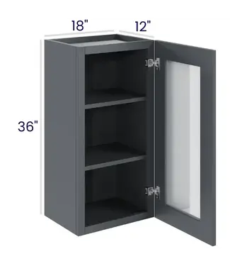 W1836GDEB | 18" W | 36" H Wall Cabinets with Glass Doors - Single Door