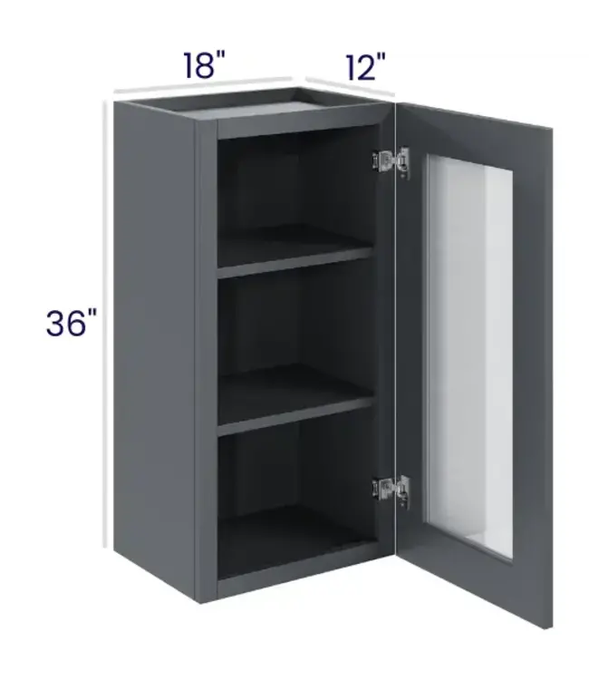 W1836GDEB | 18" W | 36" H Wall Cabinets with Glass Doors - Single Door