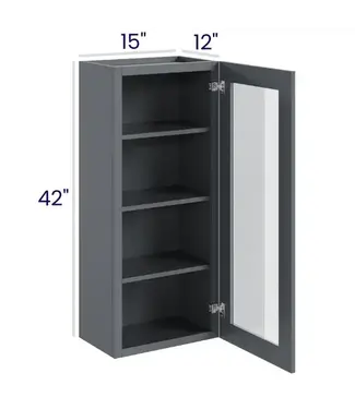 W1542GDEB | 15" W | 42" H Wall Cabinets with Glass Doors - Single Door