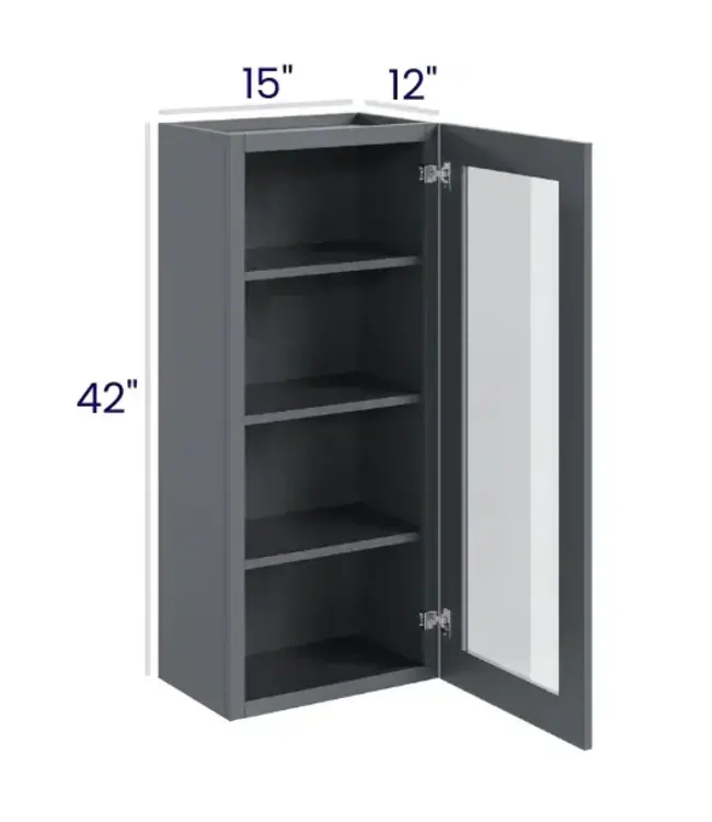 W1542GDEB | 15" W | 42" H Wall Cabinets with Glass Doors - Single Door