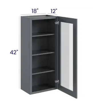 W1842GDEB | 18" W | 42" H Wall Cabinets with Glass Doors - Single Door
