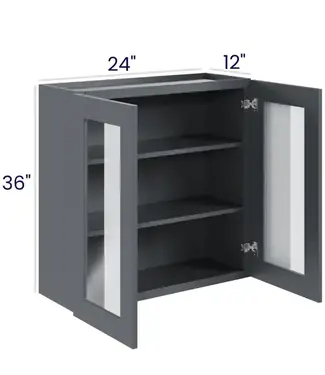 W2436GDEB | 24" W | 36" H Wall Cabinets with Glass Doors - Double Door
