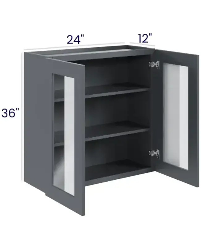 W2436GDEB | 24" W | 36" H Wall Cabinets with Glass Doors - Double Door