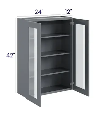 W2442GDEB | 24" W | 42" H Wall Cabinets with Glass Doors - Double Door