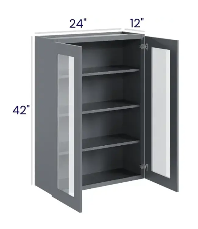 W2442GDEB | 24" W | 42" H Wall Cabinets with Glass Doors - Double Door