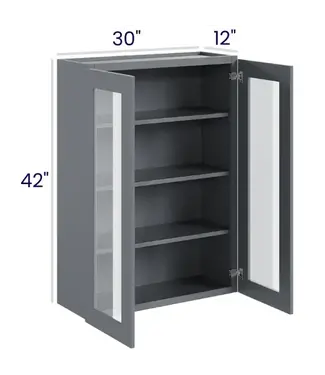 W3042GDEB | 30" W | 42" H Wall Cabinets with Glass Doors - Double Door