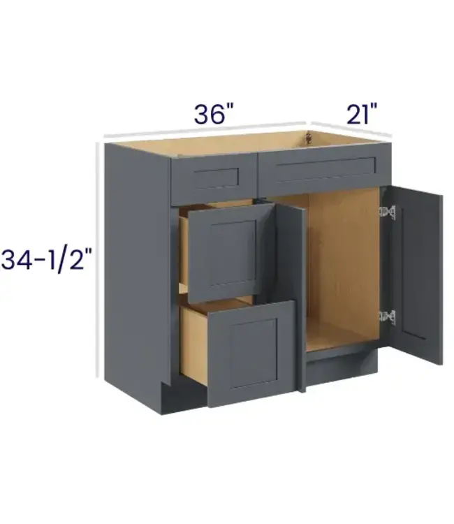 36"W | 34.5" H Vanity Combo Bases Left
