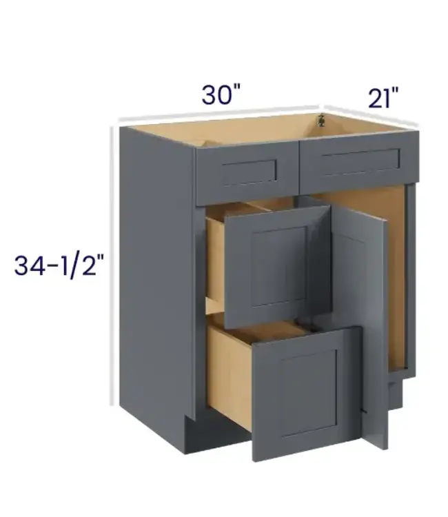 V3021DLEB | 30" W | 34.5" H Vanity Combo Bases Left