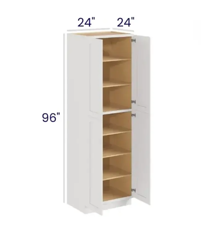 U249624LP | 24" W | 96" H Pantry Cabinets - Double Doors