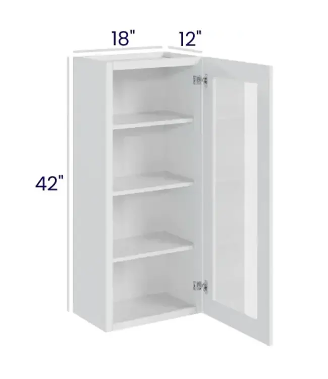 W1842GDLP | 18" W | 42" H Wall Cabinets with Glass Doors - Single Door