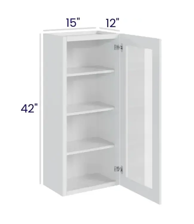 W1542GDLP | 15" W | 42" H Wall Cabinets with Glass Doors - Single Door