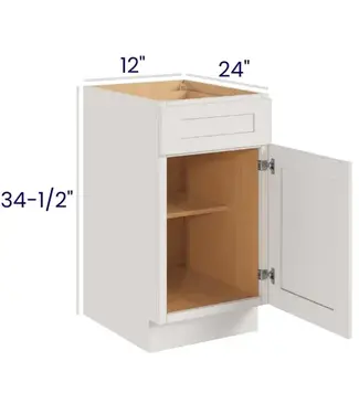 B12LP | 12"W |  34.5" H Single Door Single Drawer Bases