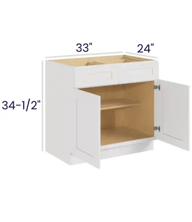 B33LP | 33' W | 34.5" H Double Door Double Drawer Bases