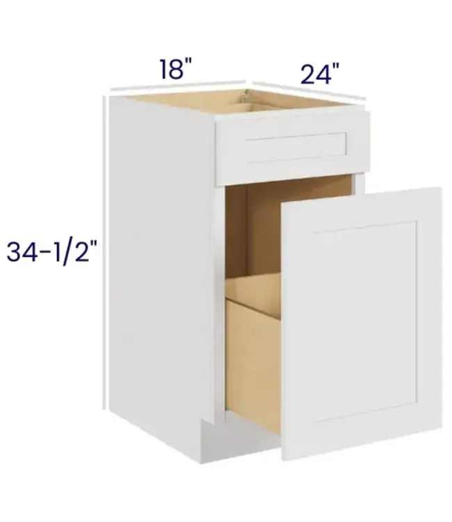 BWB18LP | 18" W | 34.5" H Base With Waste Bin Pullout
