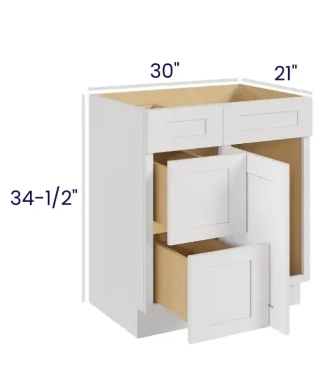 V3621DLLP | 36"W | 34.5" H Vanity Combo Bases Left