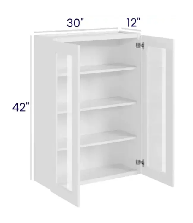 W3042GDLP | 30" W | 42" H Wall Cabinets with Glass Doors - Double Door