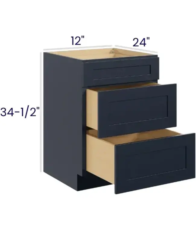 3DB12PP | 12" W | 34.5" H Three Drawer Bases