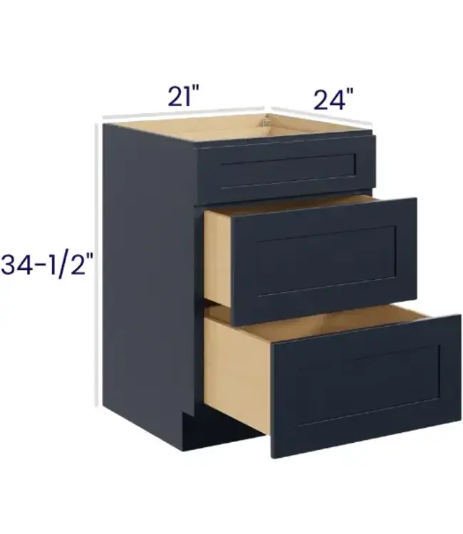 3DB21PP | 21" W | 34.5" H  Three Drawer Bases