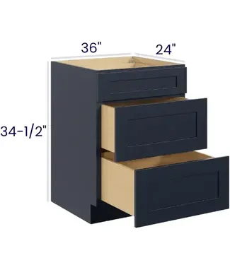 3DB36PP | 36" W | 34.5" H  Three Drawer Bases