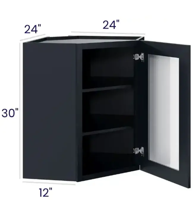 Diagonal Cabinets with Glass Doors 30"H