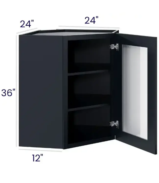 Diagonal Cabinets with Glass Doors 36"H