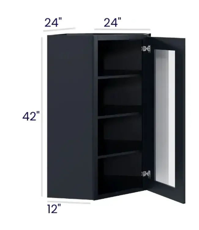 Diagonal Cabinets with Glass Doors 42"H