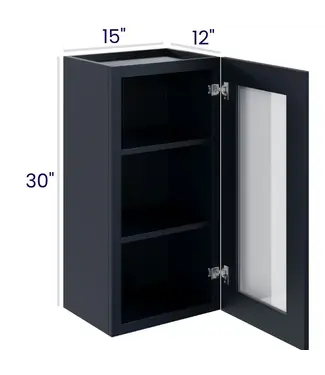 30" Wall Cabinets with Glass Doors - Single Door 15"W