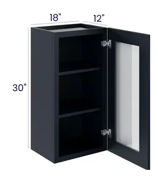 36" Wall Cabinets with Glass Doors - Single Door 18"W