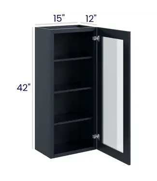 42" Wall Cabinets with Glass Doors - Single Door 15"W
