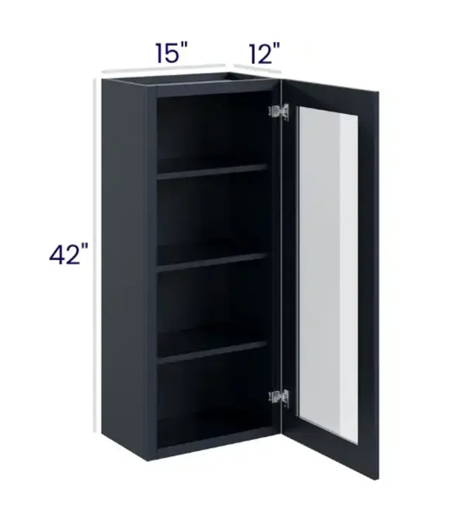 42" Wall Cabinets with Glass Doors - Single Door 15"W