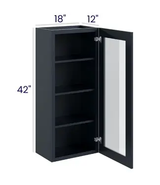 42" Wall Cabinets with Glass Doors - Single Door 18"W