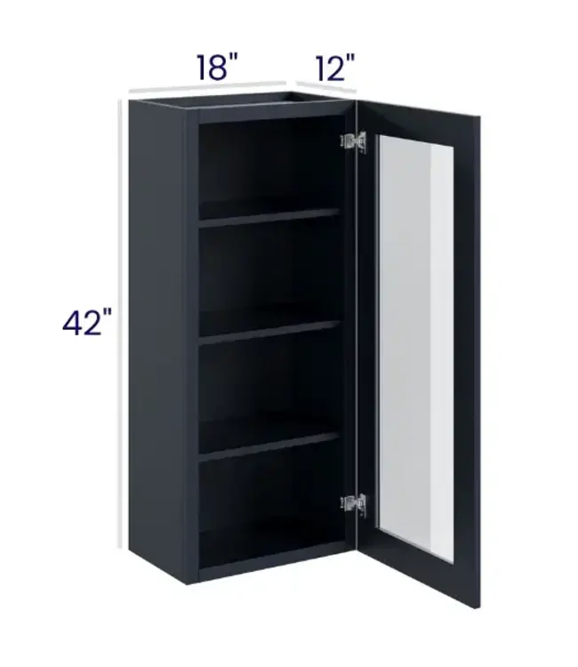 42" Wall Cabinets with Glass Doors - Single Door 18"W