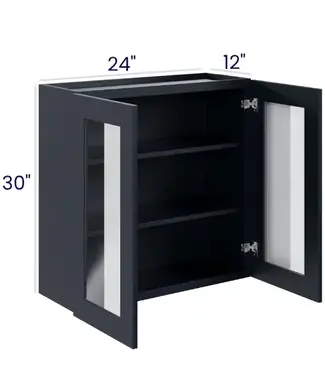 30" Wall Cabinets with Glass Doors - Double Door 24"W