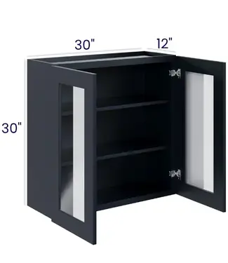 30" Wall Cabinets with Glass Doors - Double Door 30"W