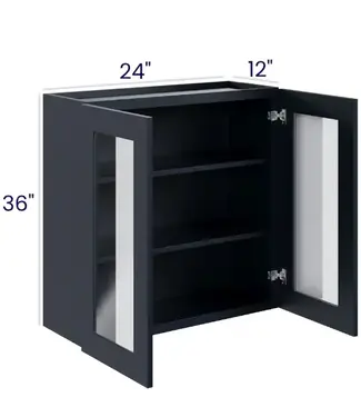 36" Wall Cabinets with Glass Doors - Double Door 24"W