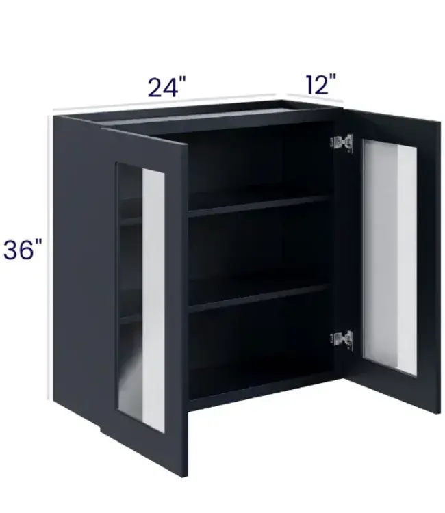 36" Wall Cabinets with Glass Doors - Double Door 24"W