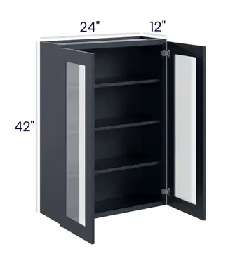 42" Wall Cabinets with Glass Doors - Double Door 24"W