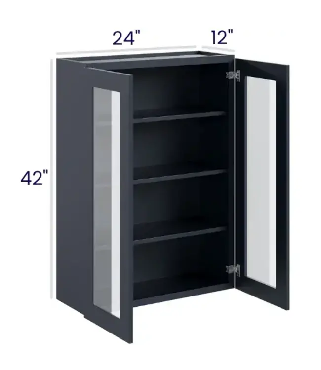 42" Wall Cabinets with Glass Doors - Double Door 24"W