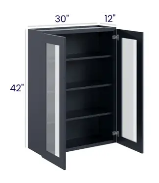 42" Wall Cabinets with Glass Doors - Double Door 30"W