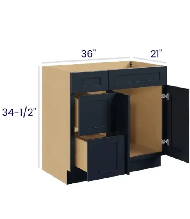 V3621DLPP | 36"W | 34.5" H Vanity Combo Bases Left