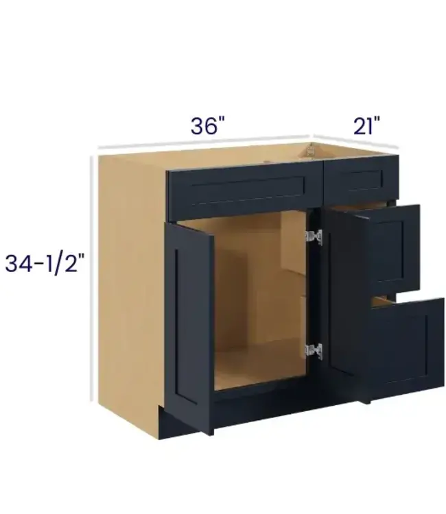 V3621DRPP | 36" W | 34.5" H Vanity Combo Bases Right