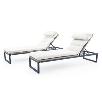Sameko Outdoor Rust-Resistant Metal Chaise Lounge Set  Sunbrella Cushion Included